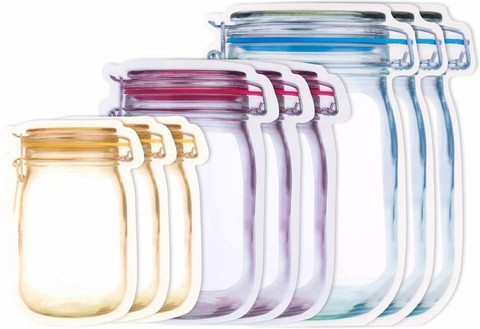 INKULTURE 30 Pcs Mason Jar Bottles Bags, Food Storage Bag Snack Sandwich  Ziplock Bags Reusable Airtight Seal Storage Bags Leakproof Food Saver Bags 