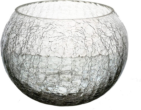 Decent Glass Crackle Glass Bubble Bowl, Fish Bowl, Rose Bowl Crack Glass  Round Vase, Events, Decorating, Home Decor, or Office Decor (6 inch)