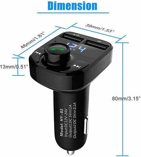 Rutba Car Bluetooth Device with FM Transmitter, Car Charger