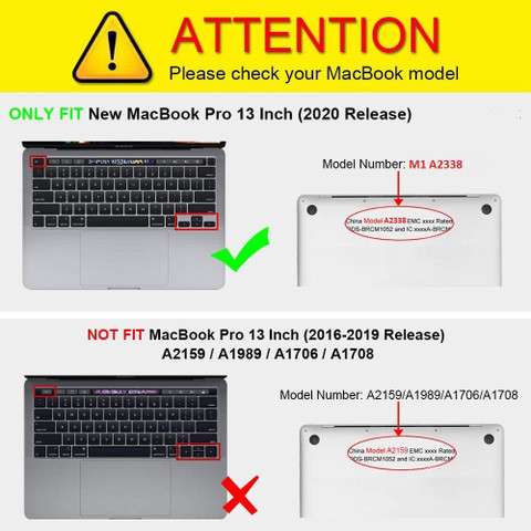 iFyx Front Back Case for New MacBook Pro 13 inch M1 M2 2020-2022 Rel  A2338 Touch Bar ID Hard Shell Case Cover Set
