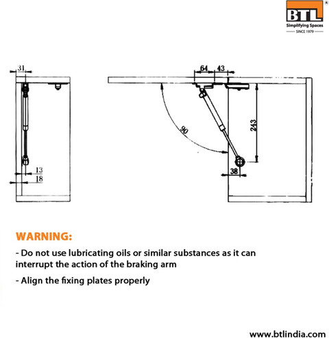 2-Pack Vertical Lift Hinge Set – Slow Closing, Silent Pneumatic Kitchen Cabinet Hinge, Supports Up To 5kg, Fits Cabinet Width 500-900mm, Matte Black
