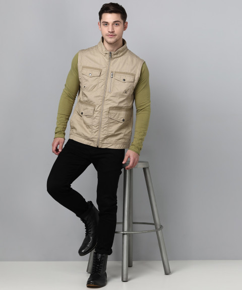 Shoes Woodland Half Sleeve Jacket Buy Online Beige Solid Nehru