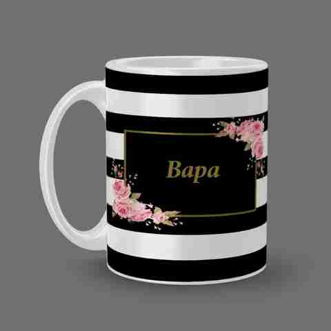 bosspapa-1608様オーダー確認用 Beautum Name Bapa Stripes Pattern Printed White Ceramic (350)ml