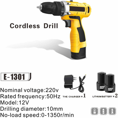 XDLB XDLB-1CL-SG Cordless Screwdriver Drill Machine (10 mm Left/Right, 12v  with Batteries) Angle Drill