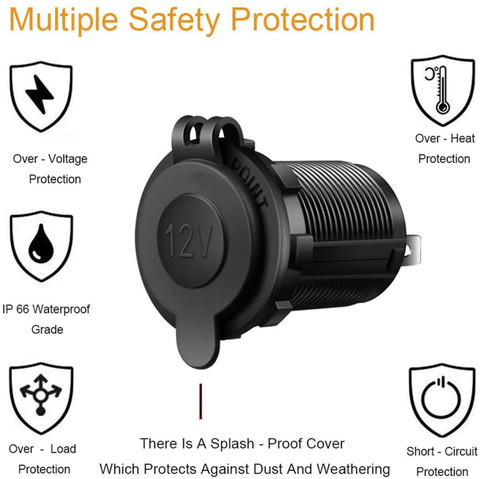 ACUTAS DC Connector Waterproof Cigarette Lighter Socket USB Charger Socket  Adapter Car Power Outlet Socket Car Cigarette Lighter