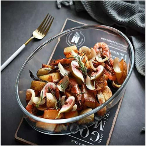 Femora Borosilicate Glass Oval Backing Dish Microwave Safe 1600