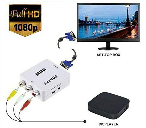 XMSJSIY Adaptador AV RCA a VGA Convertidor de Audio y Video, Compues