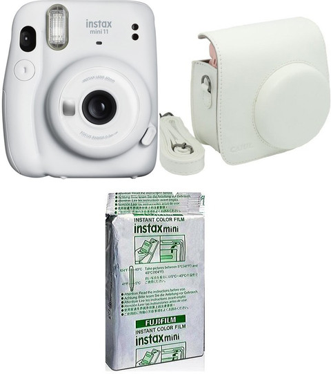 FUJIFILM Instax Mini 11 Ice White with White Pouch and 10 Shot