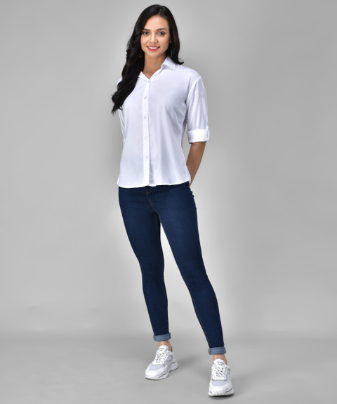 Formal White Shirt And Jeans Female 702 Women's Linen Smart Formal