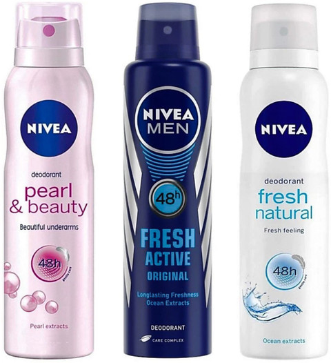 NIVEA PEARL AND BEAUTY DEO FRESH ACTIVE DEO FRESH NATURAL DEO Perfume  Body Spray For Men Women