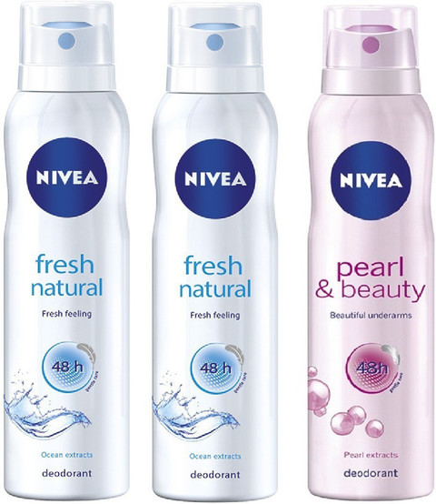NIVEA Fresh Natural Pearl Beauty Deodorant Combo Pack of Deodorant  Spray For Women