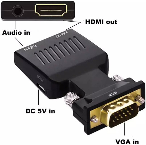 StoreIN Portable VGA to HDMI Adapter/Converter with Audio (Old PC to  TV/Monitor with HDMI), Male VGA to HDMI Video Adapter for TV, Computer,  Projector