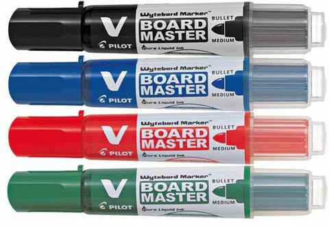PILOT V-Board Master Pack of (Blue-1, Black-1, Red-1, Green-1)