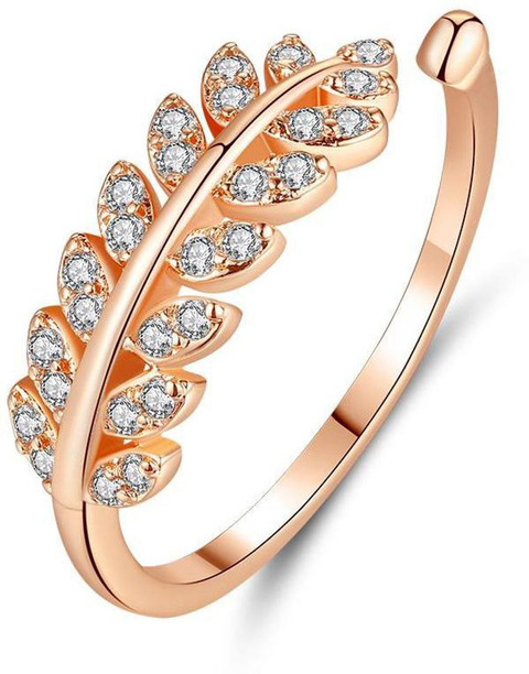 Shopping Dust Silver Plated Adjustable Leaf Ring for Women's and Girls  Alloy Cubic Zirconia Copper Plated Ring