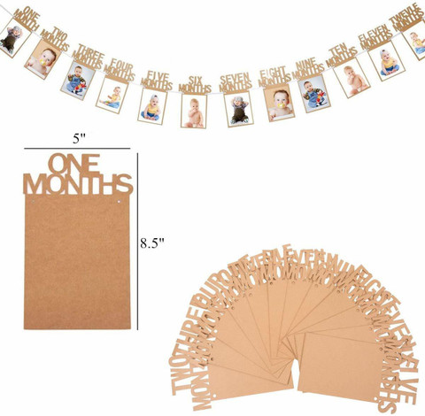First Birthday Photo Banner – Gold Monthly Pictures Banner For 1st Birthday Party Decor