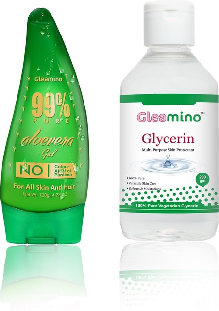 GLEAMINO Aloe vera gel with Glycerin combo Price in India - Buy GLEAMINO  Aloe vera gel with Glycerin combo online at Flipkart.com