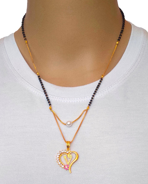 Jewel WORLD V Letter mangalsutra Alphabet Name Gold Plated New Collection  Pendant Locket For Girls/Women Gold-plated Alloy Latest Style Design New