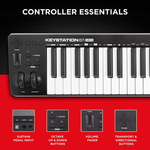 M-Audio Keystation 61 MK3 61-Key USB MIDI Keyboard Controller with