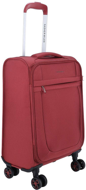 NASHER MILES Equator Soft-Sided Ultra-Light Kgs) Cabin Polyester  Luggage Bag Red 18 Inch 45CM Cabin Suitcase Wheels 18 inch