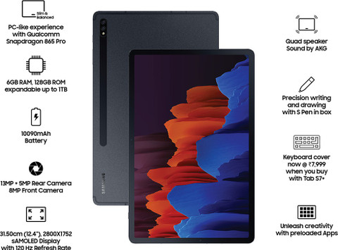 Samsung Galaxy Tab S7+ 6 GB RAM 128 GB ROM 12.4 inch with 4G