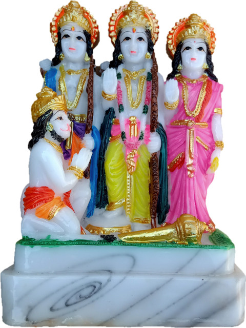 Love Kart Marble Look Lord Ram Darbar Idol God Ram,Laxman,Sita Hanuman  Darbar Handicraft Statue Spiritual Puja Vastu Fegurine Religious Murti