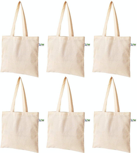 Vantagekart Natural Cotton Plain Tote Shopping Bags with Extra