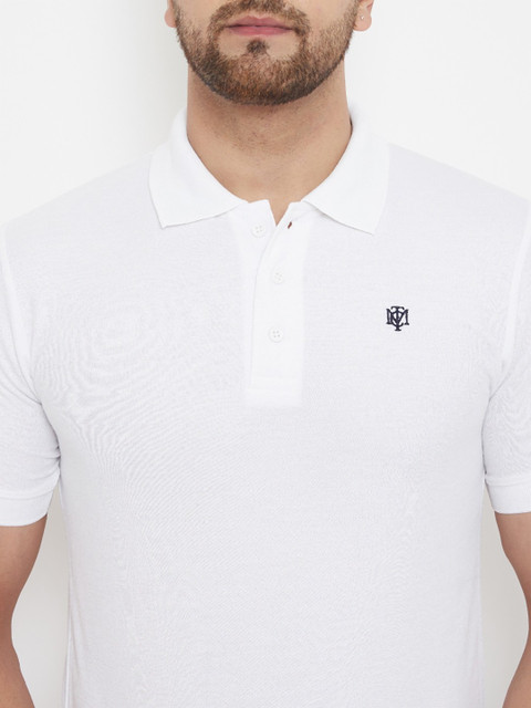 The Million Club Solid Men Polo Neck White T-Shirt - Buy The