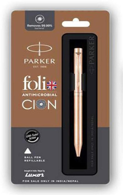 PARKER FOLIO ANTIMICROBIAL CION BALL PEN WITH COPPER ION PLATED