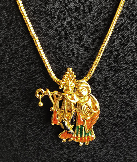 Maaji Most Popular Lord Radha Krishna Symbols Pendant Hindu Fashion  necklace Chain(20-22inch) Gold-plated Plated Brass, Alloy Necklace