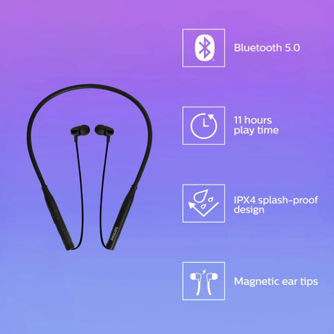 PHILIPS TAN2215 Neckband Earphones with 11 Hr Playtime, mm