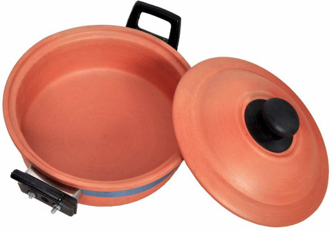 Vasudev Clay kadai with Lid/Clay pots for Cooking/Organic Mitti