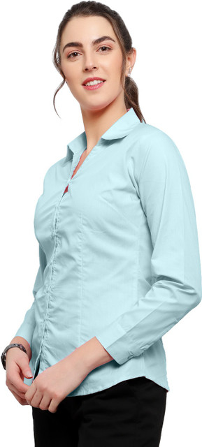 Blue Ronin Women Solid Formal Light Blue Shirt Buy Blue Ronin