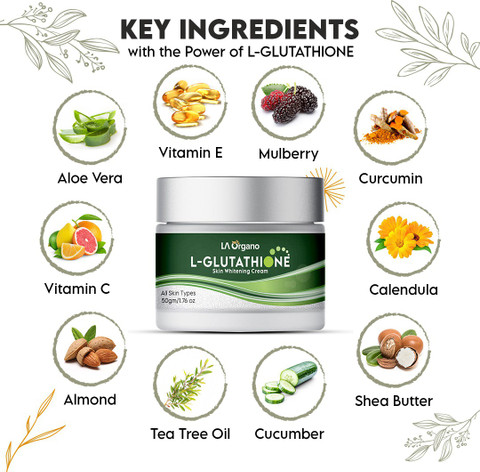 LA Organo L- Glutathione Face Cream for Skin Whitening, Brightening & Anti  Ageing, Enrich with Vitamin C Price in India - Buy LA Organo L- Glutathione  Face Cream for Skin Whitening, Brightening