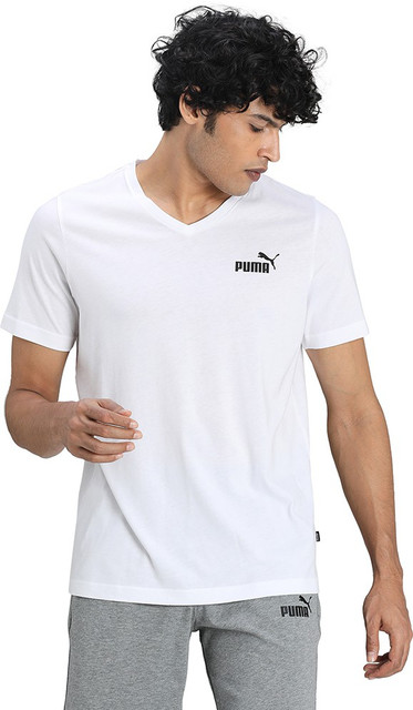 PUMA Solid Men V Neck White T-Shirt Buy PUMA Solid Men V Neck