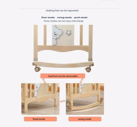 BabyTeddy in Bruno-The Dog Baby Crib Wooden Cot Bed with PC