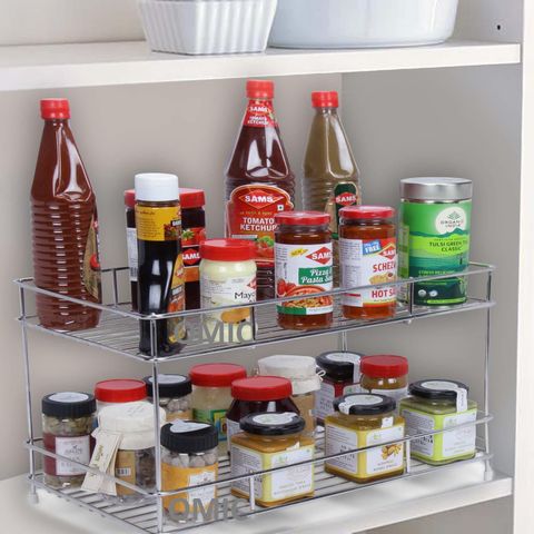 WAYMORE Utensil Kitchen Rack Steel 2 Layer Kitchen Racks Multipurpose ...