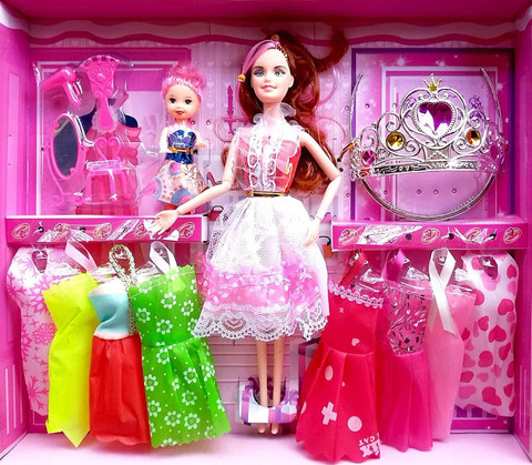Kmc kidoz Elegant doll with baby drees makeup kit for girls