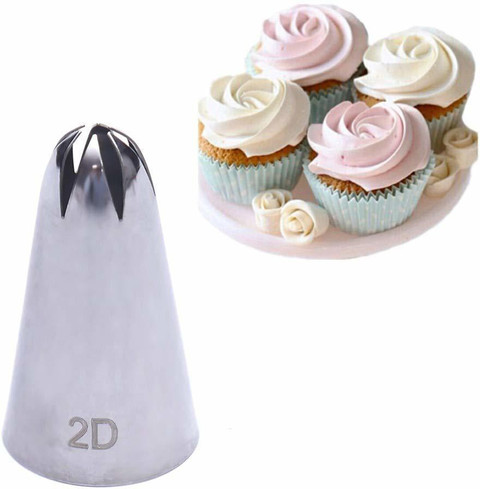 BAKERS4U 2D Large Size Rose Flower Cake Decorating Icing Tip Cupcake  Nozzles Decoration Stainless Steel Quick Flower Icing Nozzle