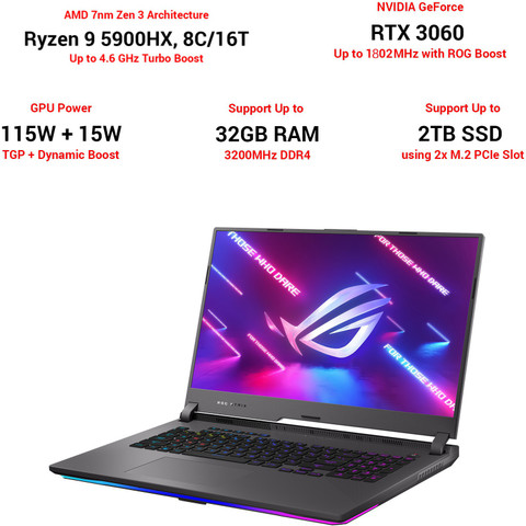ASUS ROG Strix G17 AMD Ryzen Octa Core 5900HX (16 GB/1 TB SSD