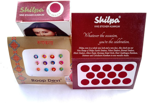 Shilpa Bindi Deep Red (Pack of15) With Fancy Bindi
