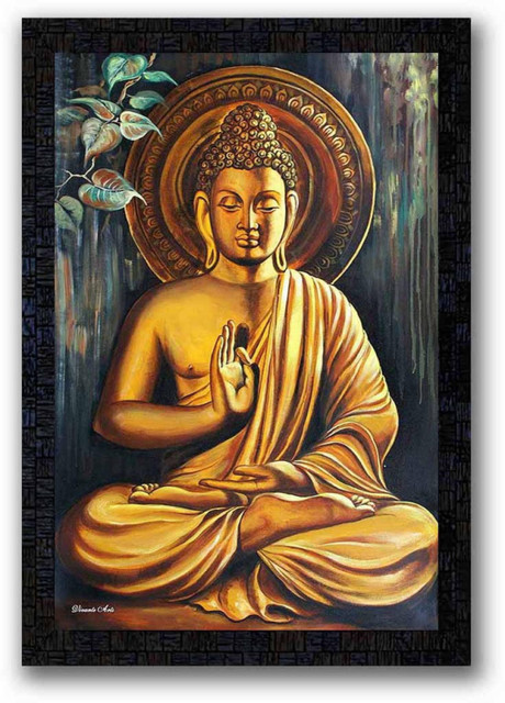 Darsh Craft Lord Buddha Photo Frame Digital Reprint 10 inch x inch  Painting