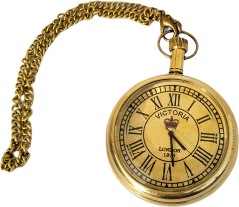 Ascent India Brass Pocket watch chain with Brown Leather Cover