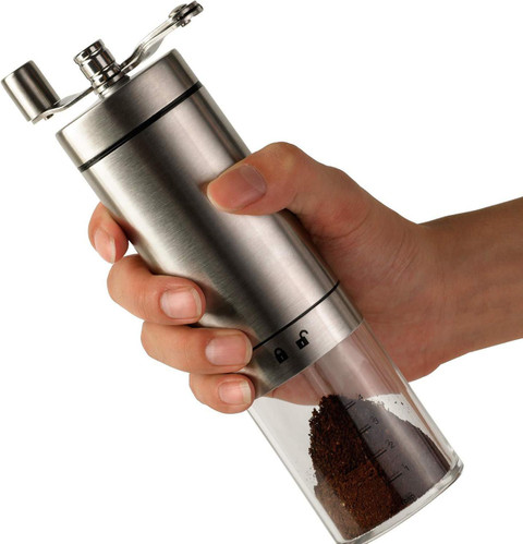 Zhart Zs709 Manual Coffee Grinder, Stainless Steel Personal Bean