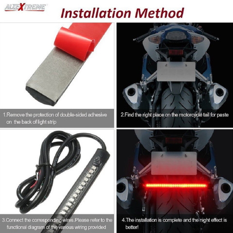 32 LED Universal Flexible Motorcycle Light Strip – Tail, Brake, Turn Signal & License Plate Light, IP68 Waterproof, 12V