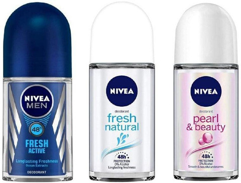 NIVEA Deodorant Roll-On Combo Fresh Active Fresh Natural
