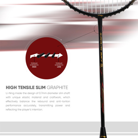 LI-NING G-Force Superlite Max Black, Red Strung Badminton