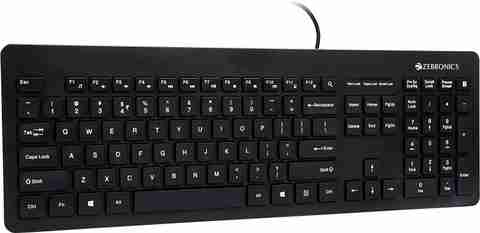 KME！ ZEBRONICS ZEB-K4000M USB Wired Keyboard with 107 Keys, Silent