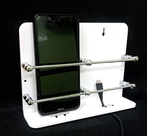 Virth White Acrylic Mobile Double Stand Mobile Stand Dual Phone