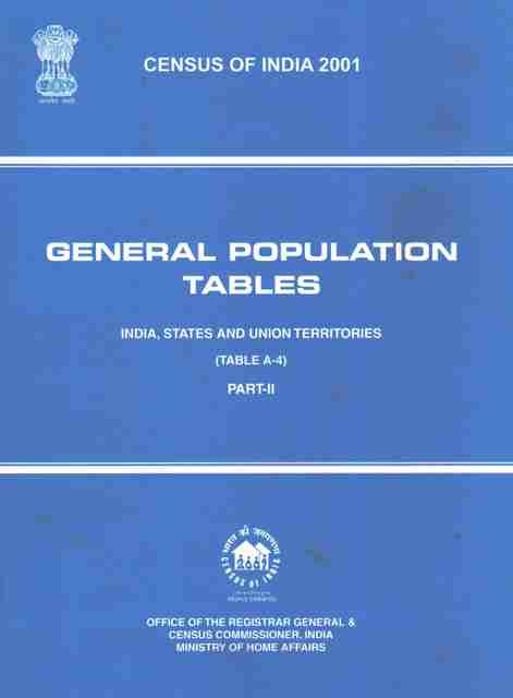 Census Of India 2001 - General Population Tables - India, States And ...