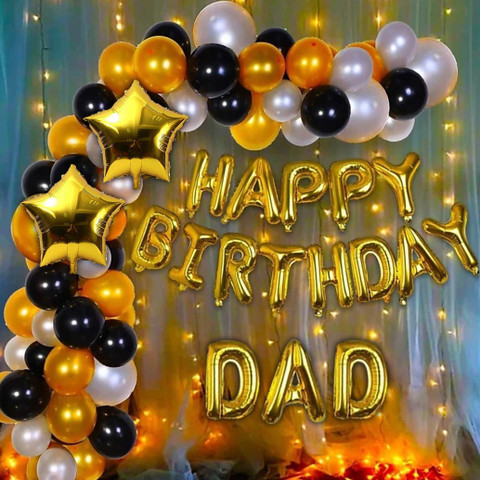 MODO Happy Birthday Decorations Kit For Father(DAD) Gold Black